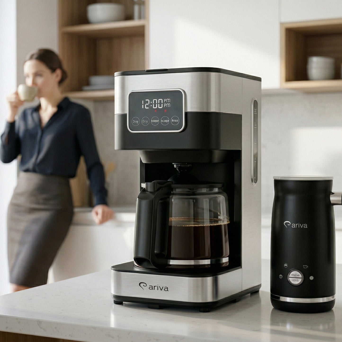 ARIVA-Filter koffiezetapparaat-Touchscreen-1.5L-12 Kops-Programmeerbaar-Warmhoudfunctie-Anti-drup