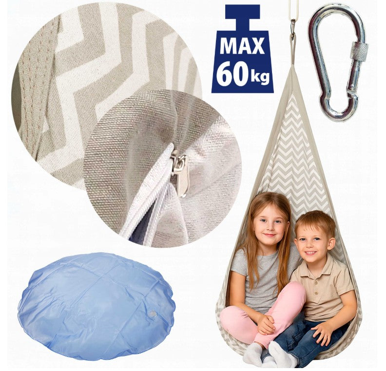 Madej - Kinder cocoon schommel hangstoel met kussen - 3+ jaar