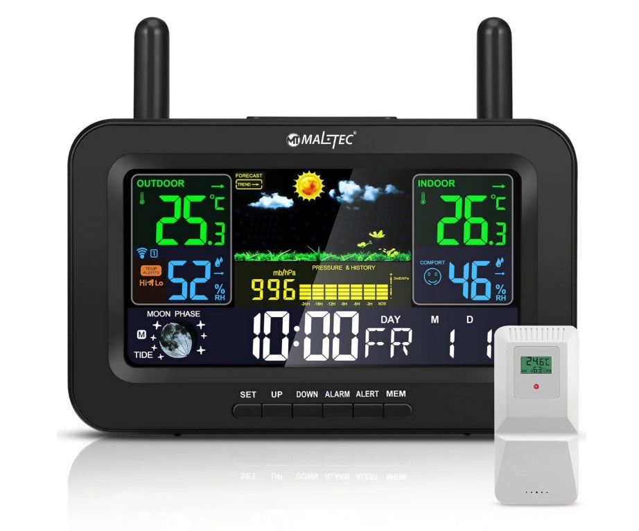 MalTec-Daily1000M-Draadloos weerstation-thermometer-hygrometer-barometer-klok