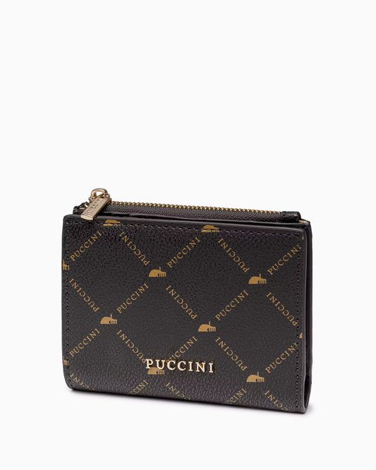 Puccini-Kleine damesportemonnee met monogram, bruin