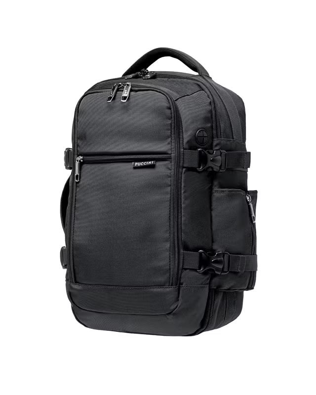 Puccini rugzak - 3 in 1 - 40x25x12-20 cm - formaat aanpasbaar - zwart - Wizzair - KLM- Ryanair - handbagage