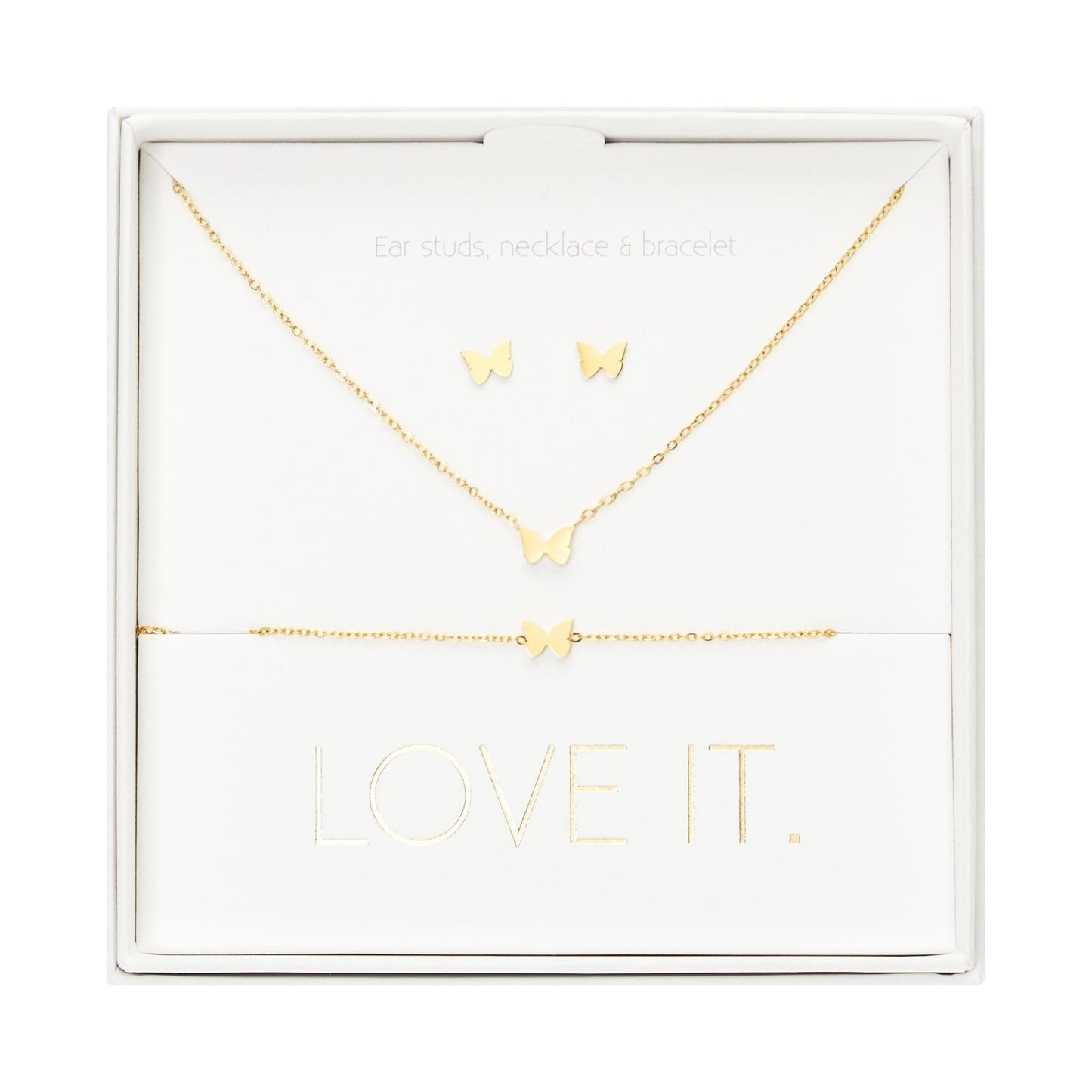 Crystals by HCA-Geschenkset-Love it.-Verguld-Vlinder