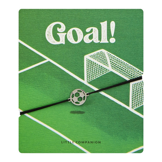 Wenskaart met armband-Little Companion-Voetbal-Roestvrij staal