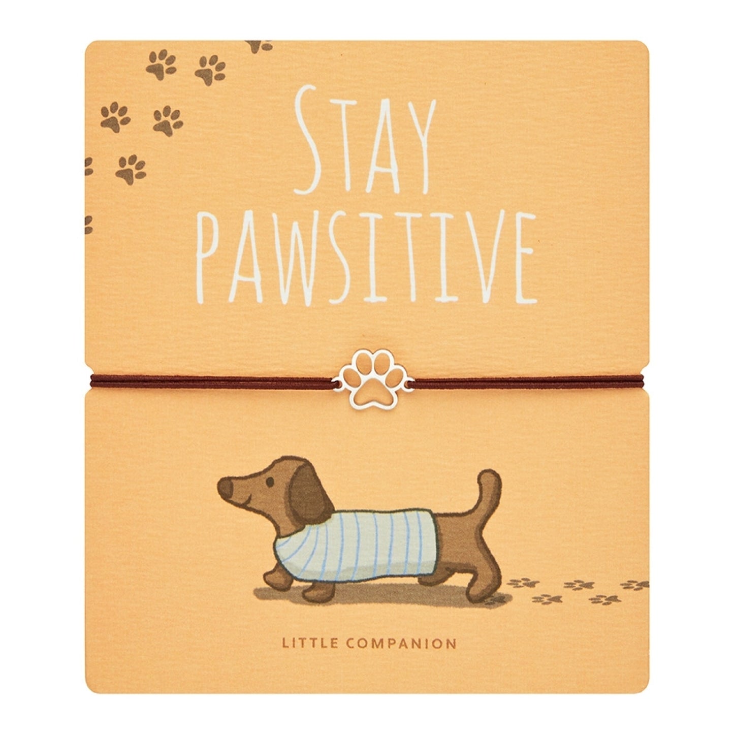 Wenskaart met armband-Little Companion-Poot-Roestvrij staal