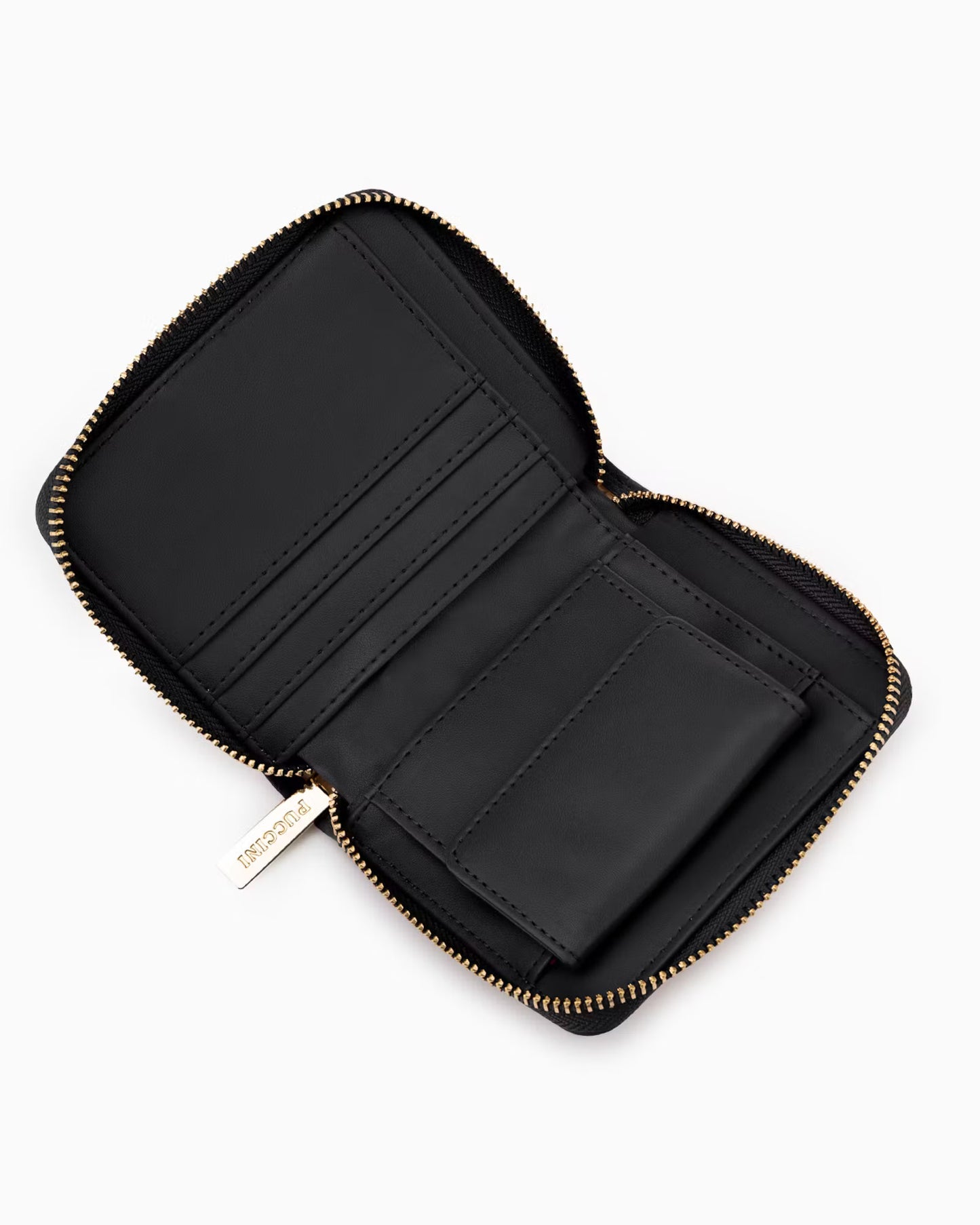 Puccini-Damesportemonnee met ritssluiting van eco-leer met lizard-textuur, zwart