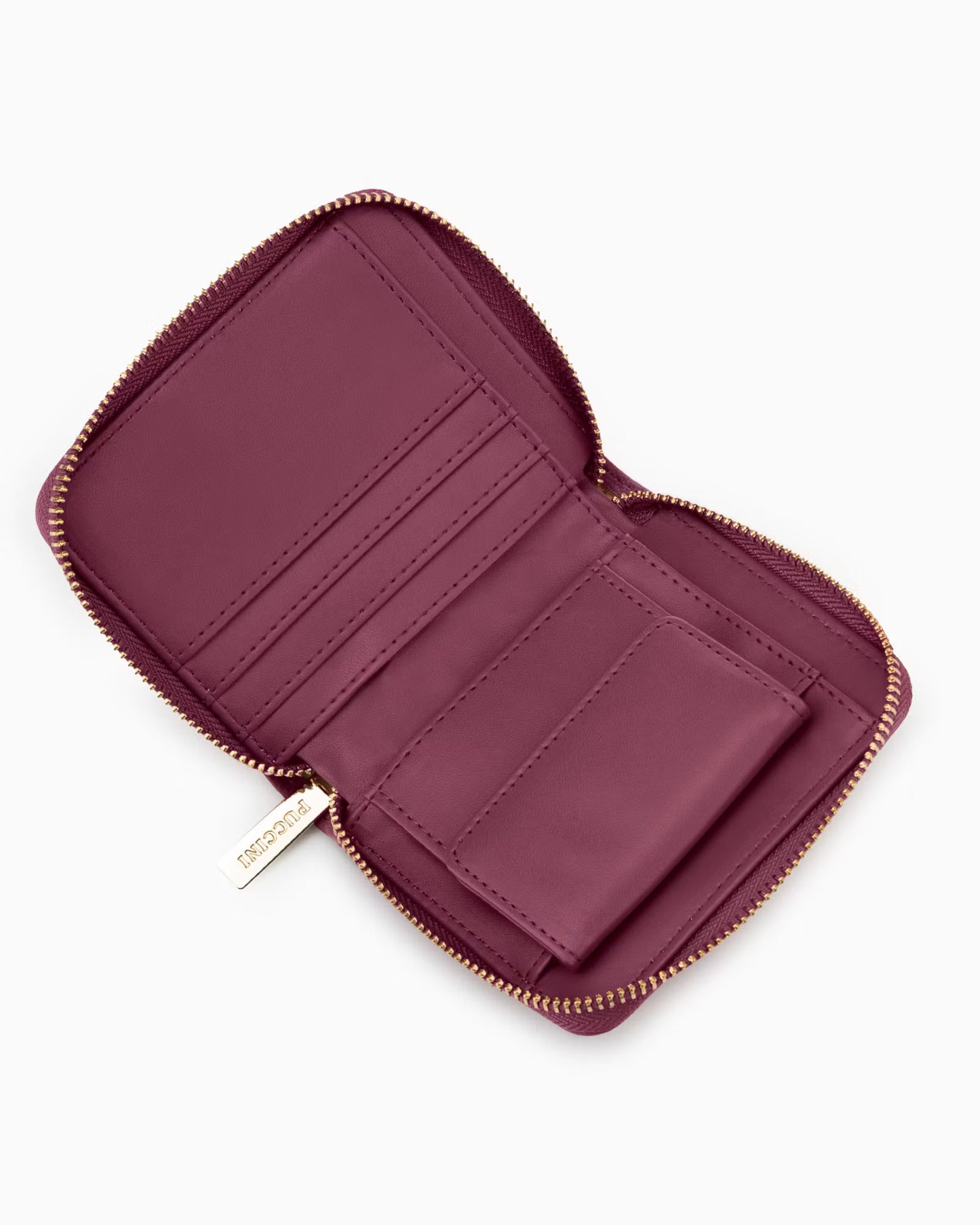 Puccini-Portemonnee voor dames van eco-leer met een bordeauxrode lizardtextuur