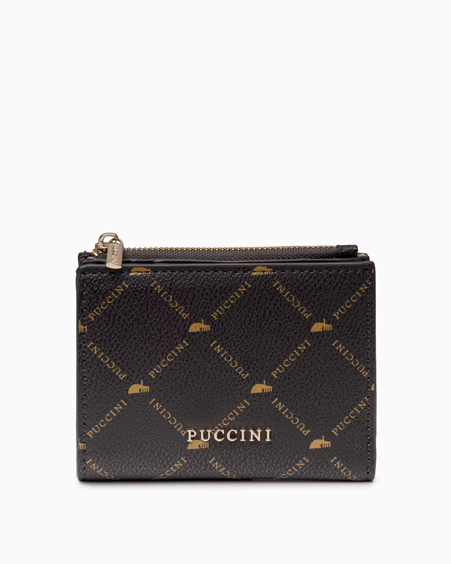 Puccini-Kleine damesportemonnee met monogram, bruin