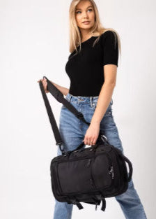 Puccini rugzak - 3 in 1 - 40x25x12-20 cm - formaat aanpasbaar - zwart - Wizzair - KLM- Ryanair - handbagage