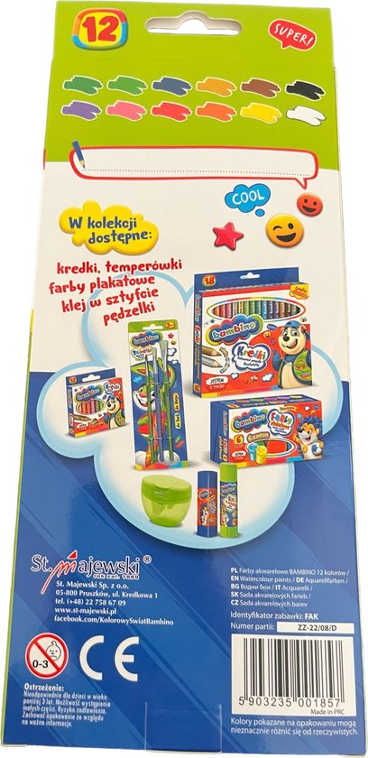 BAMBINO creatieve set met 12 kunstbenodigdheden + 20 stickers voor notitieboekjes