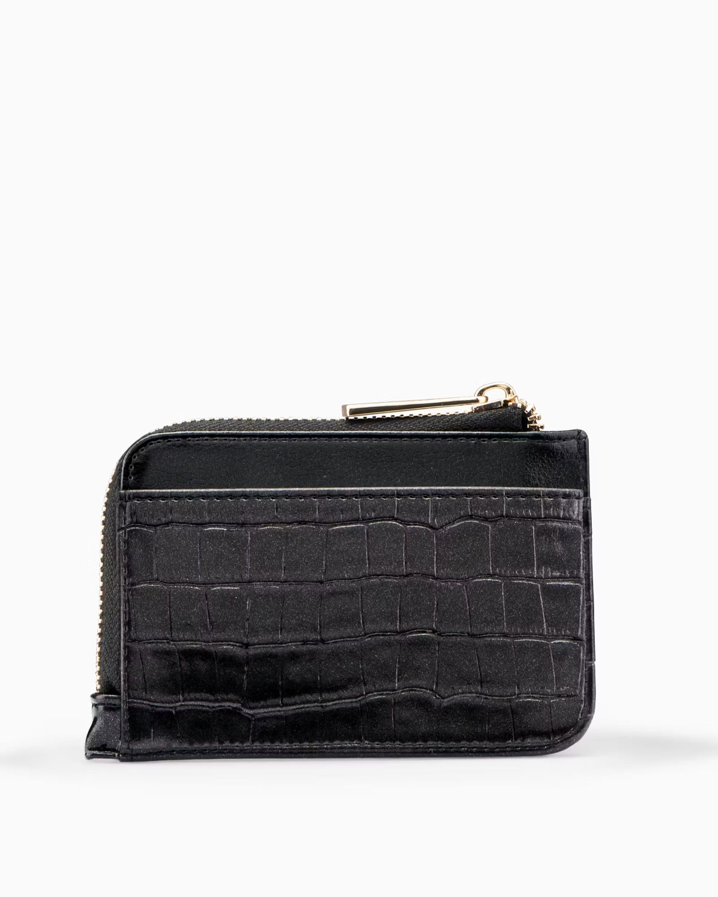 Puccini-Kleine damesportemonnee van eco-leer crocco zwart