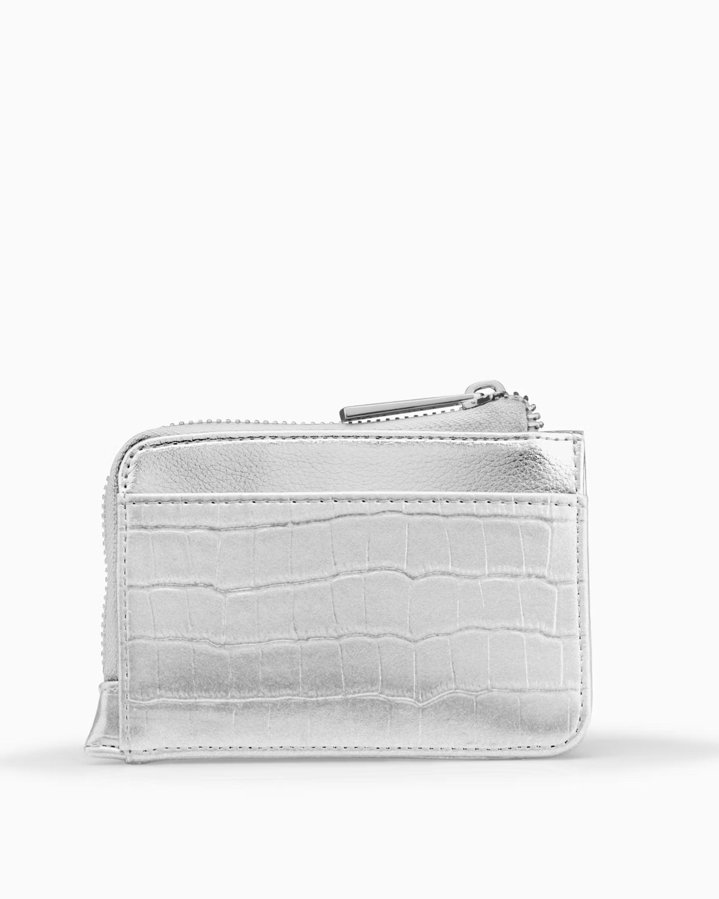 Puccini-Kleine damesportemonnee van crocco-kunstleer in zilverkleur