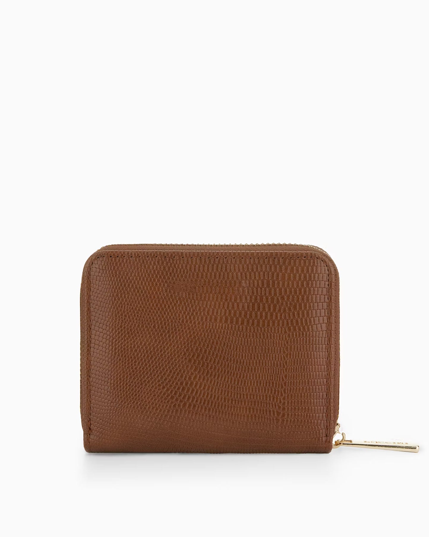 Puccini-Damesportemonnee met ritssluiting van eco-leer met bruine lizardtextuur