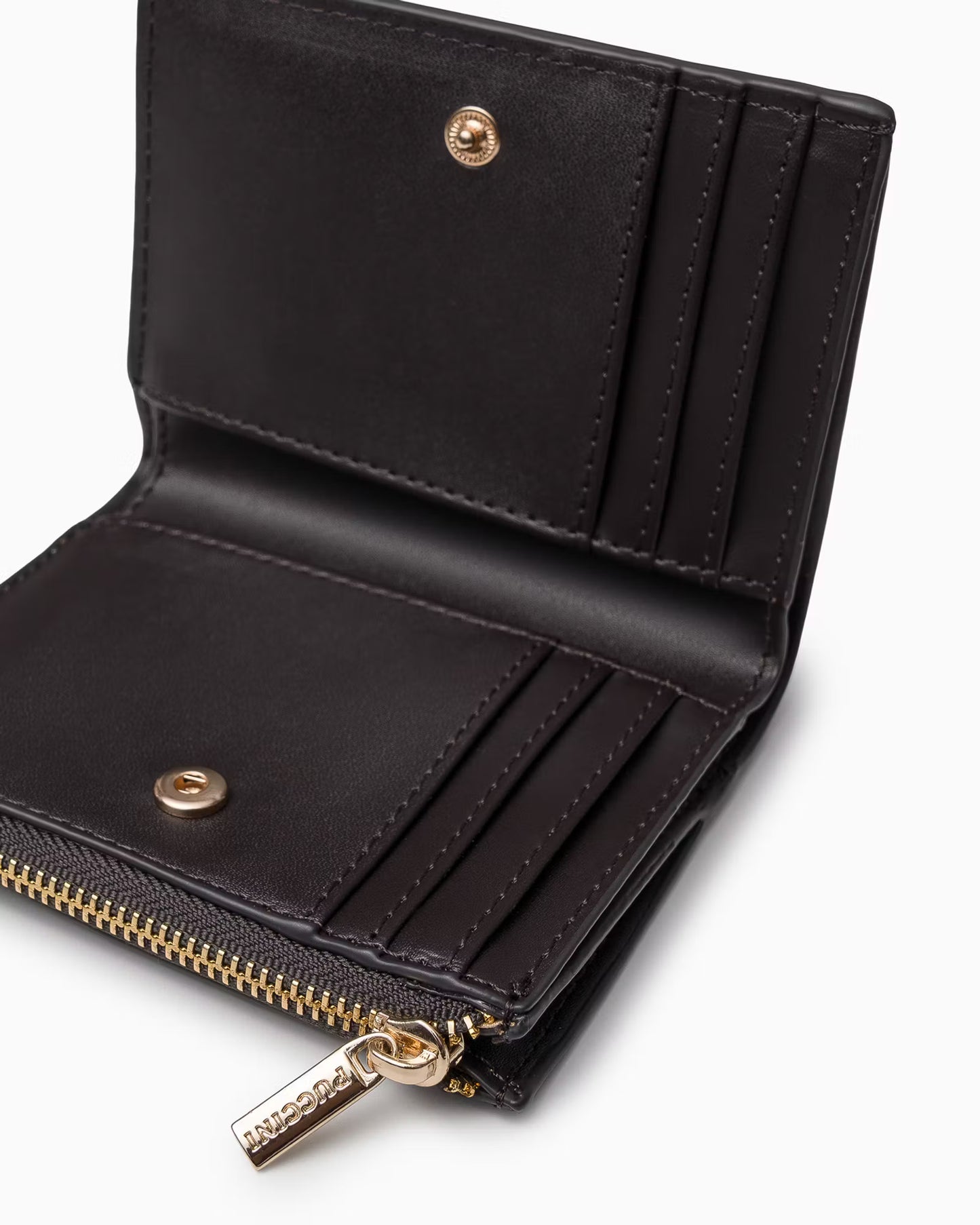 Puccini-Kleine damesportemonnee met monogram, bruin