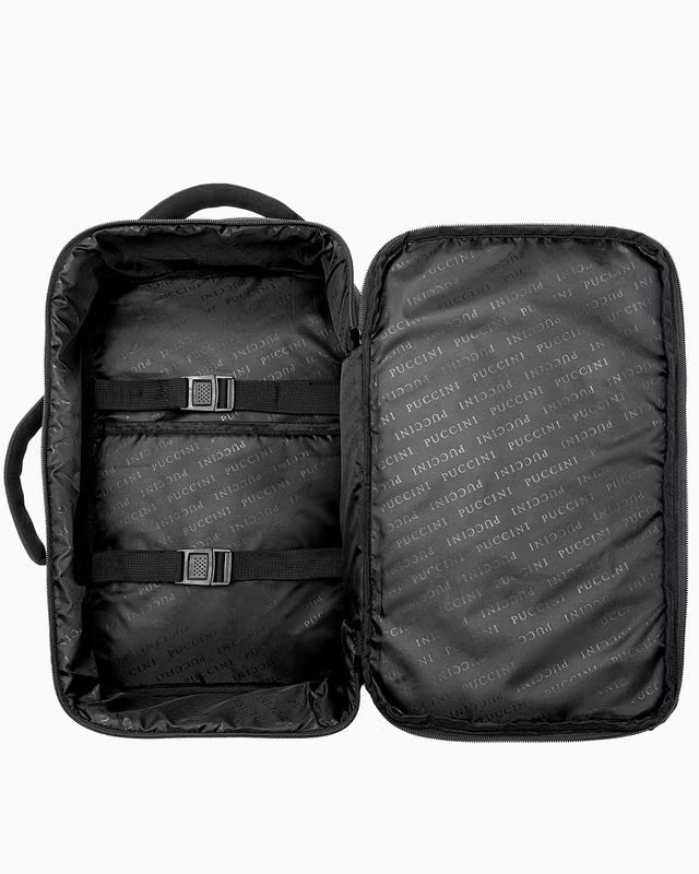 Puccini rugzak - 3 in 1 - 40x25x12-20 cm - formaat aanpasbaar - zwart - Wizzair - KLM- Ryanair - handbagage