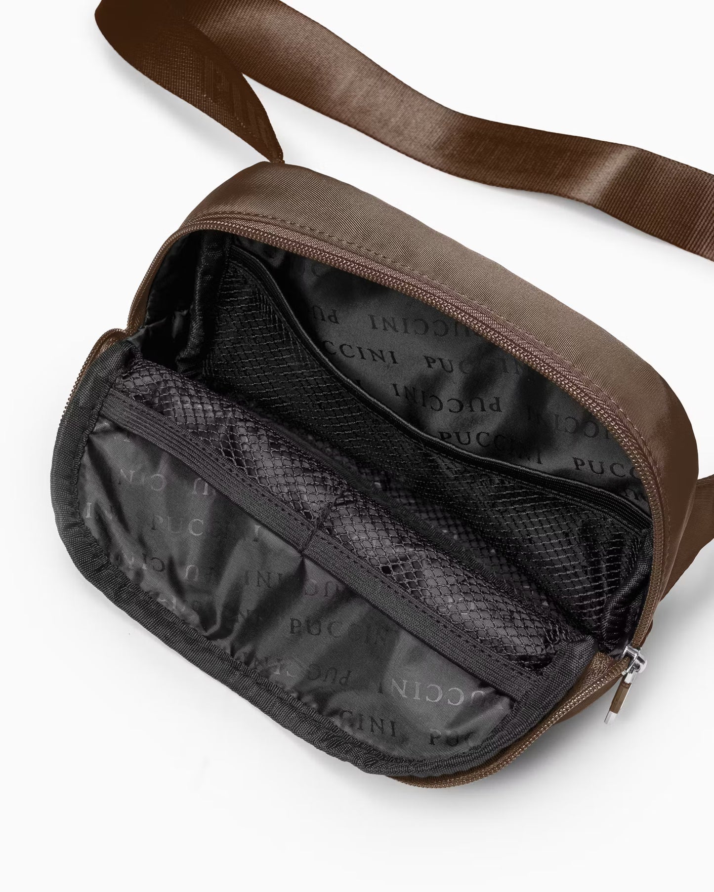 Puccini-Bruine stoffen heuptas-cross body bag