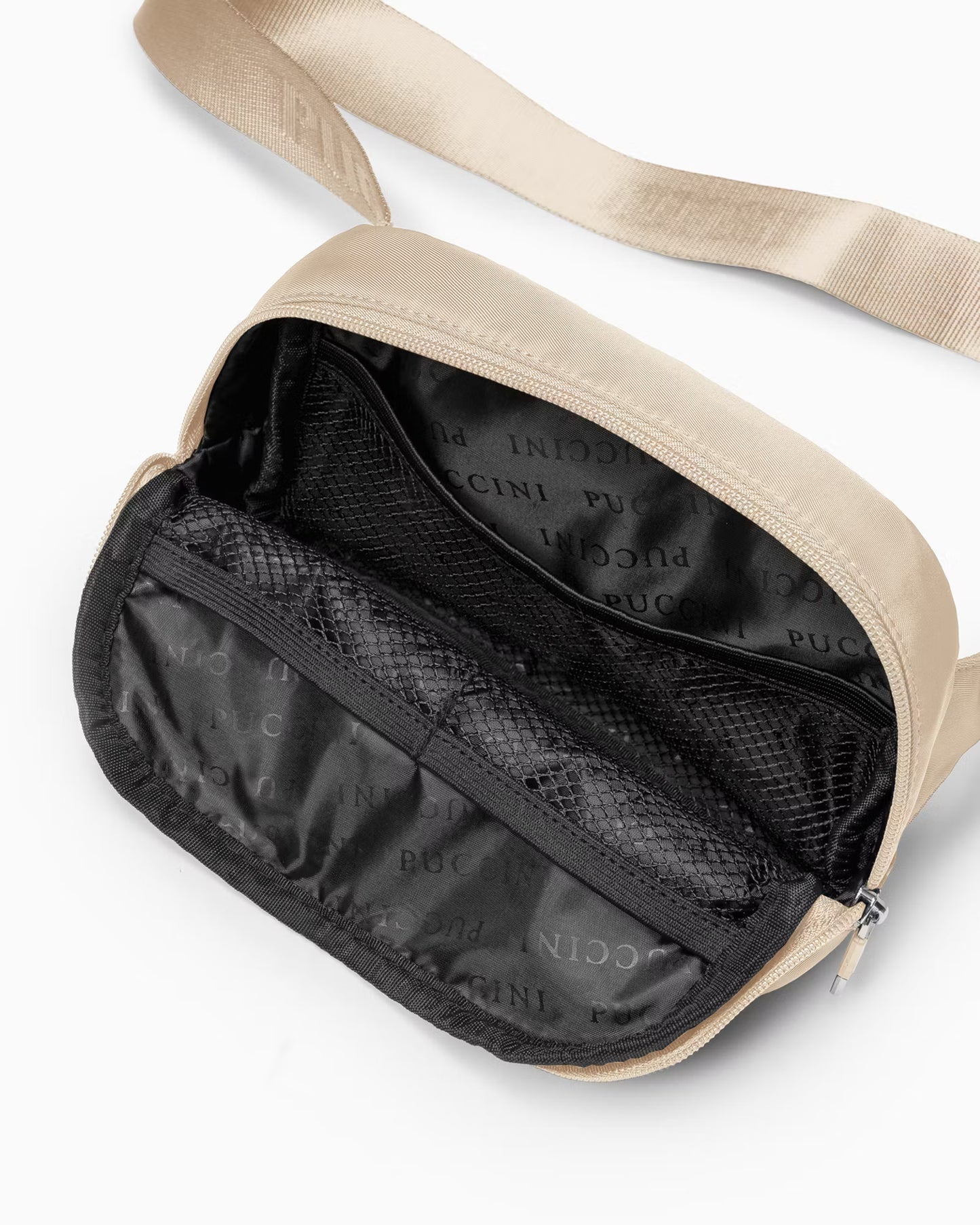 Puccini-Beige stoffen heuptas-cross body bag