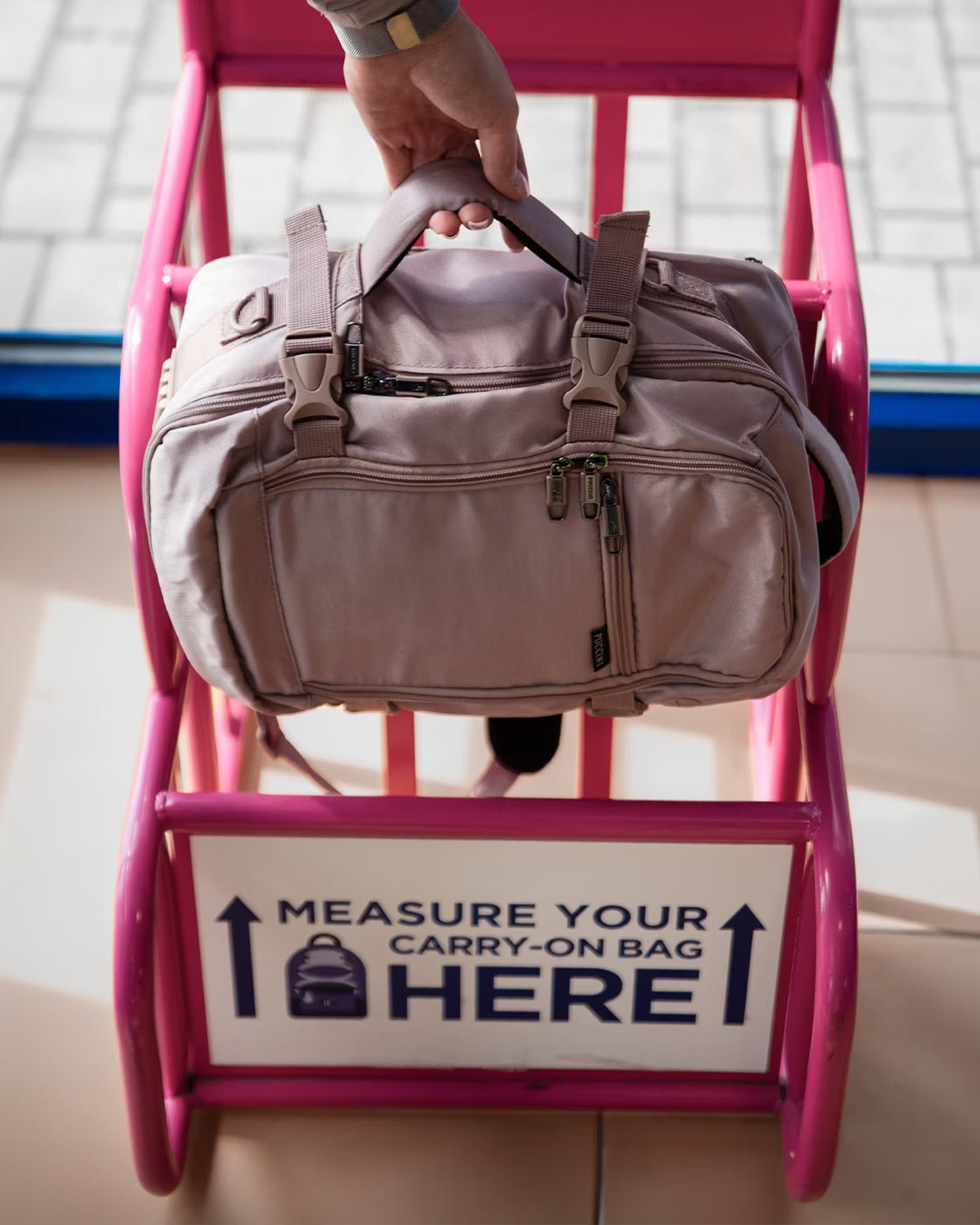 Puccini rugzak - 3 in 1 - 40x25x12-20 cm - formaat aanpasbaar - roze - Wizzair - KLM- Ryanair - handbagage