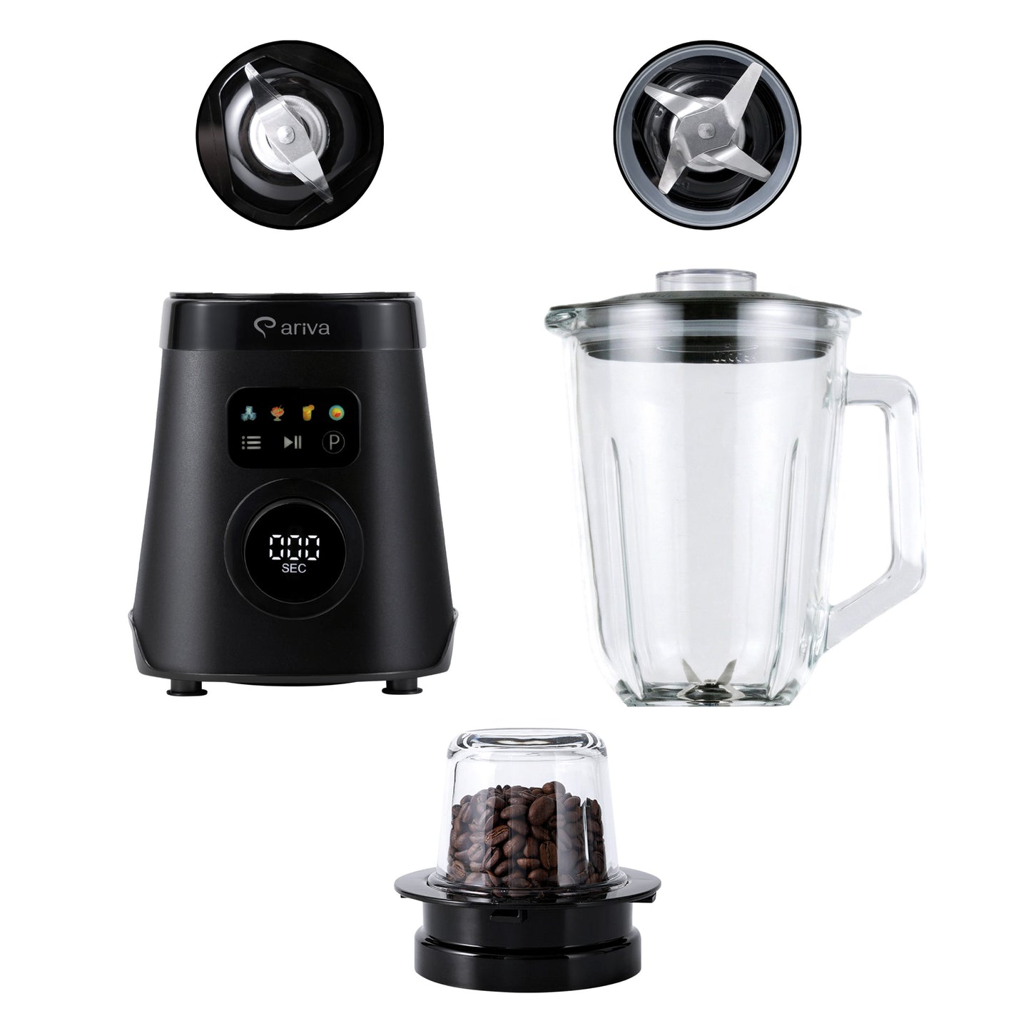 ARIVA-Blender-1500W-1.5L-2 in 1-250G kruidenmolen-Ook voor koffiebonen-Auto clean-RVS