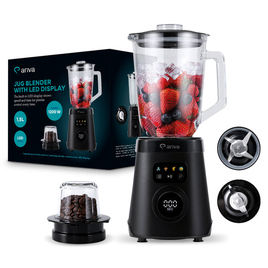 ARIVA-Blender-1500W-1.5L-2 in 1-250G kruidenmolen-Ook voor koffiebonen-Auto clean-RVS