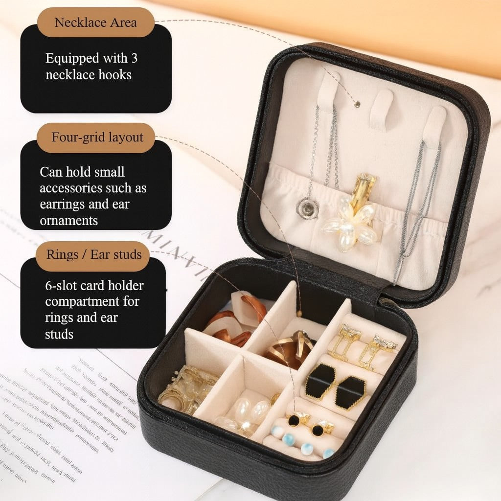 Reisjuwelendoosje met rits - ZWART