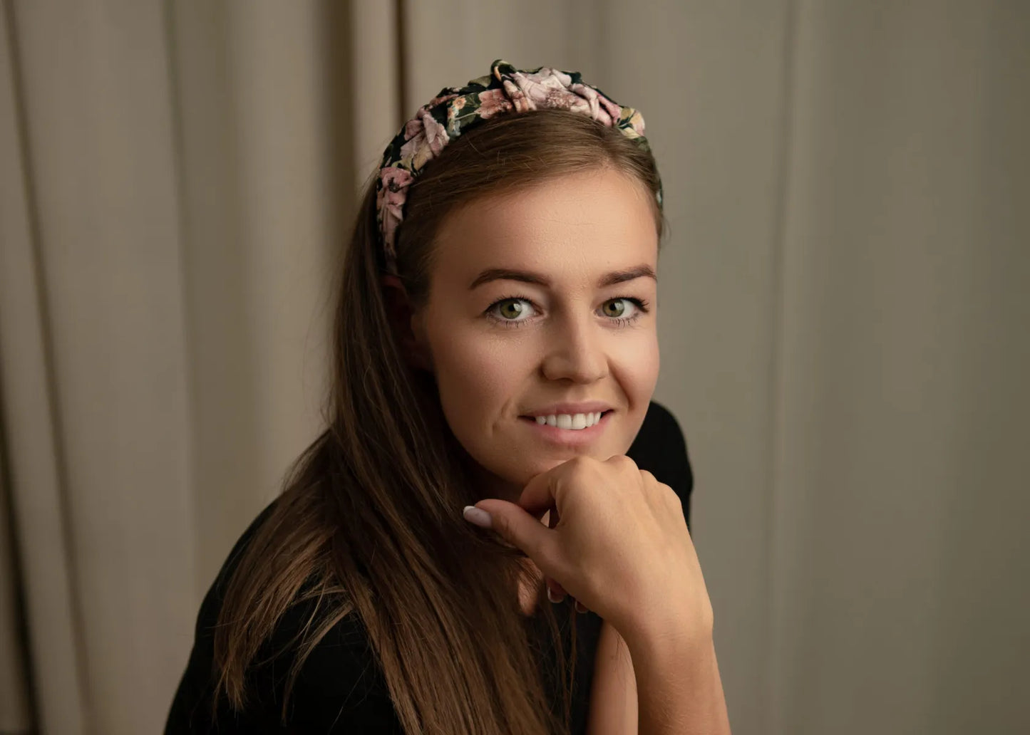 Bloemenprint Katoenen Geruffelde Hoofdband HANDGEMAAKT