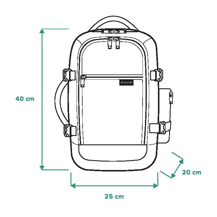 Puccini rugzak - 3 in 1 - 40x25x12-20 cm - formaat aanpasbaar - marineblauw - Wizzair - KLM- Ryanair - handbagage