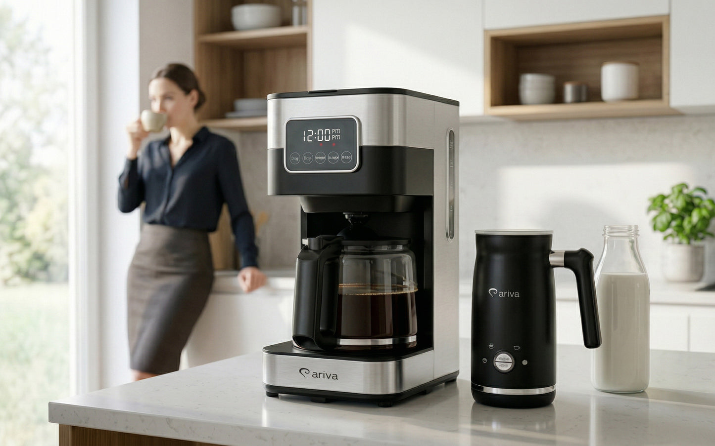 ARIVA-Filter koffiezetapparaat-Touchscreen-1.5L-12 Kops-Programmeerbaar-Warmhoudfunctie-Anti-drup