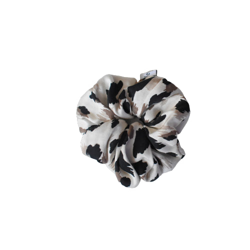 Scrunchie tie bruin en crème HANDGEMAAKT