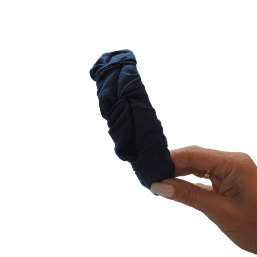 Marineblauwe linnen hoofdband met ruches HANDGEMAAKT