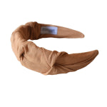 Karamel linnen hoofdband met ruches HANDGEMAAKT