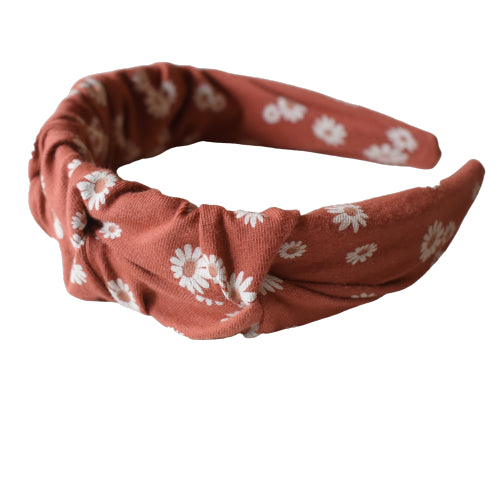 Katoenen Geruffelde Hoofdband Madeliefje HANDGEMAAKT