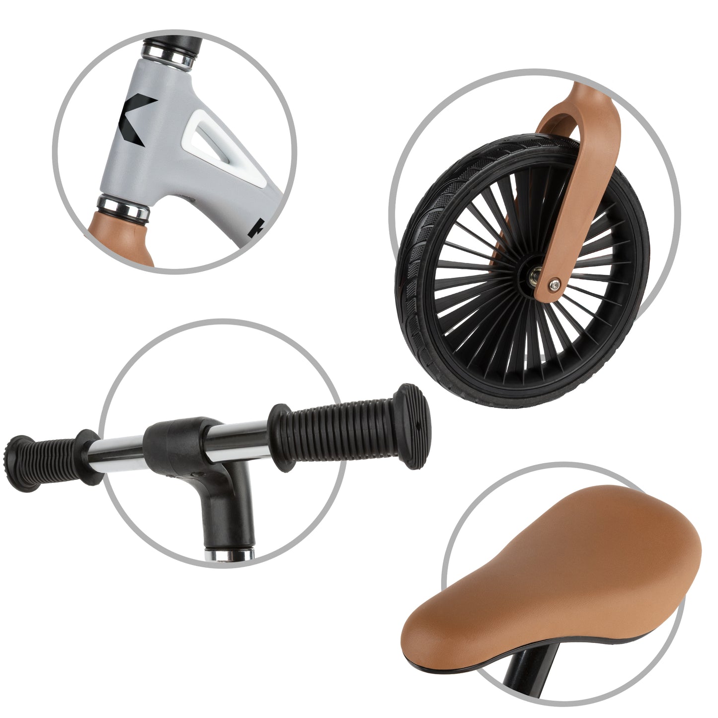 Kidwell-NIX-loopfiets-12 inch-vanaf 2 jaar-Grijs/bruin