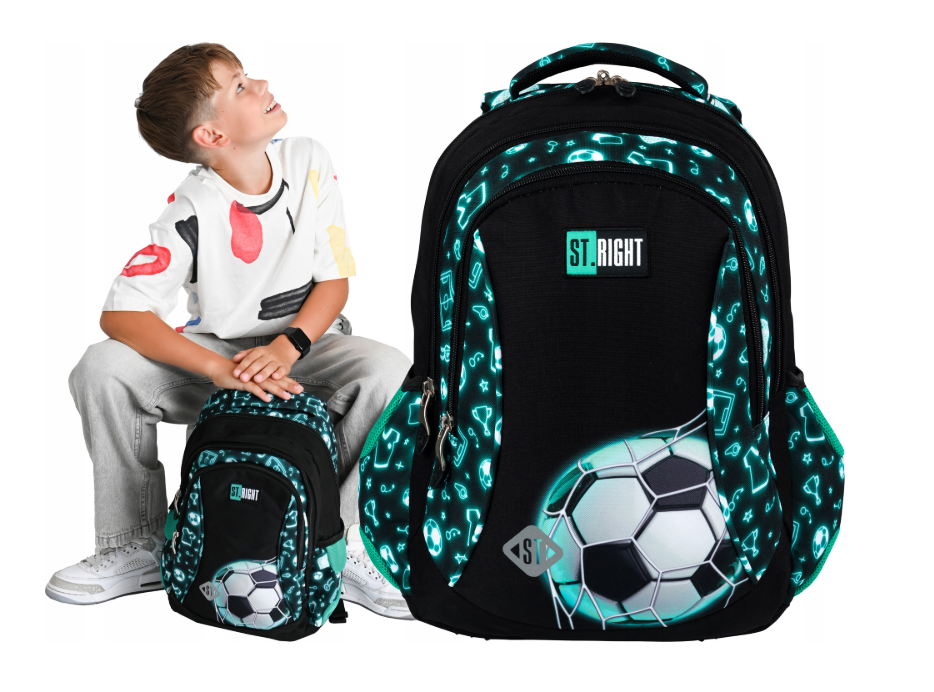St.Right-rugzak-schooltas-15"-voetbal-39x27x17cm-20 liter-Neon