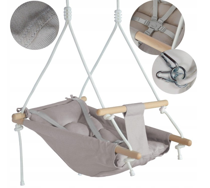 Madej-kinderschommel - babyschommel - wieg - schommelstoel - grijs - schommel