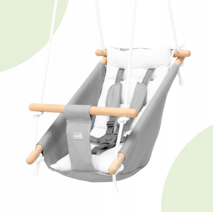 MalPlay-Malo Wave-kinderschommel - babyschommel - wieg - schommelstoel - grijs/wit - schommel