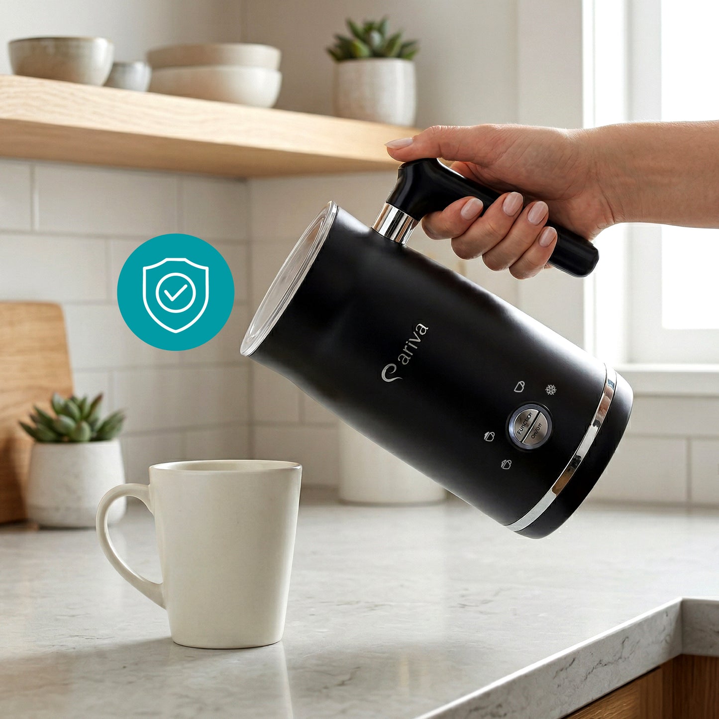 ARIVA-4 in 1-Elektrische melkopschuimer-Schuim voor cappuccino, latte en frappe, warme chocolademelk in 1 minuut