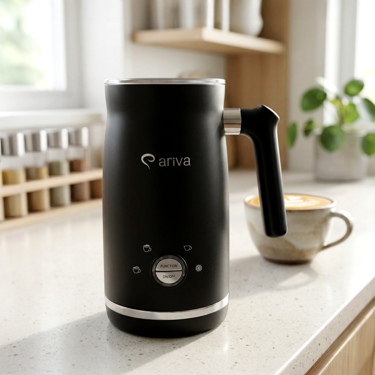 ARIVA-4 in 1-Elektrische melkopschuimer-Schuim voor cappuccino, latte en frappe, warme chocolademelk in 1 minuut
