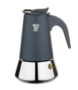 Pezzetti - Italiaanse espressomaker - koffiemaker - 6 kops - roestvrijstaal - inductie - gas - elektrisch - percolator - moka pot - grijs