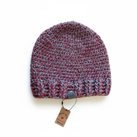 Handgehaakte muts - paars gemêleerd