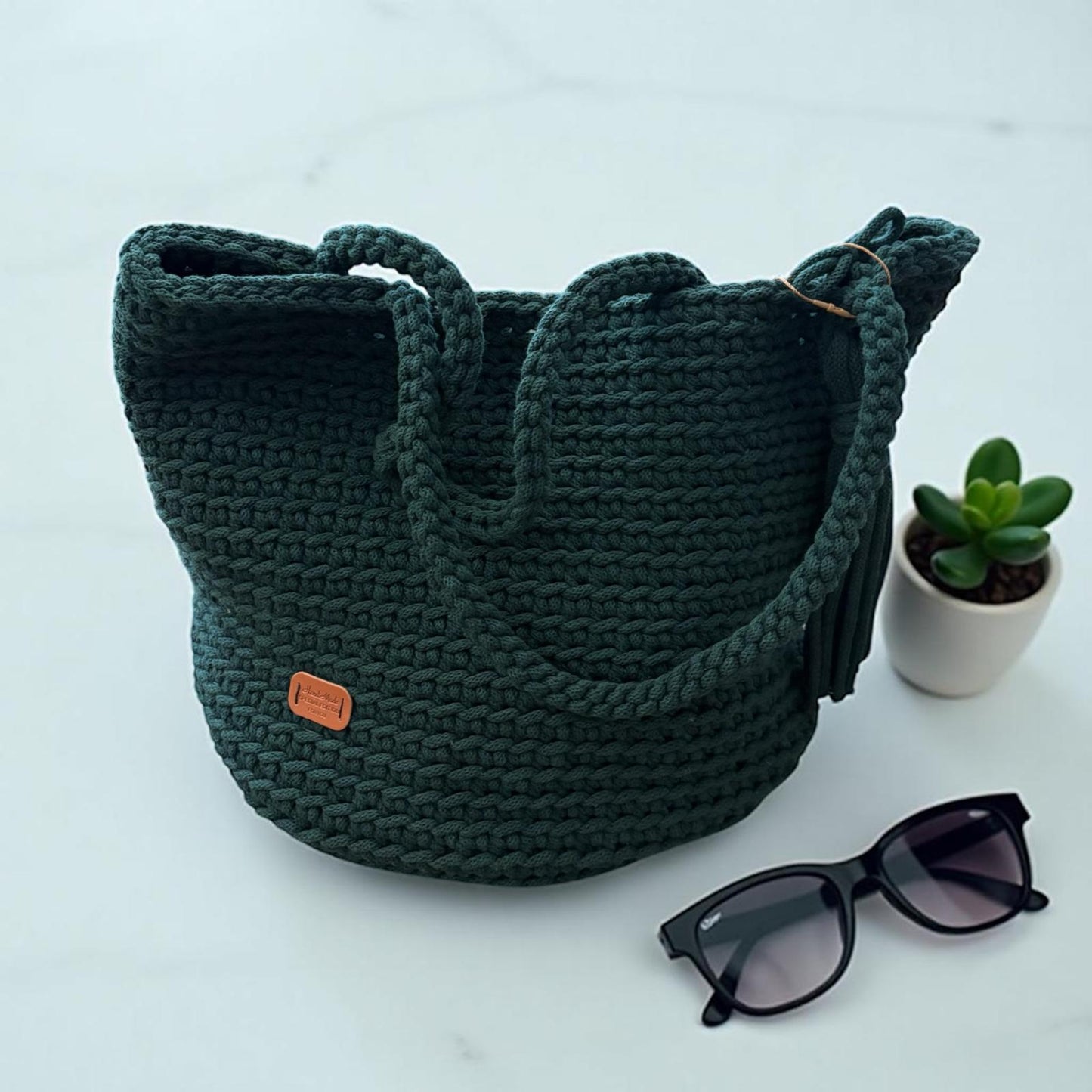 Gehaakte shopper tas handgemaakt- groen