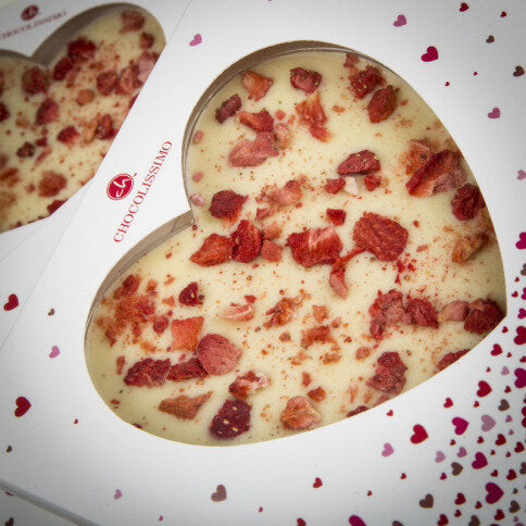 Chocoladehart - Witte chocolade met aardbeien