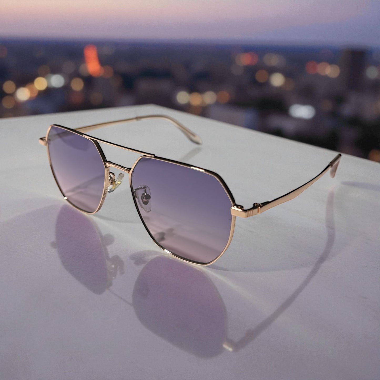 Zonnebril-Enzo Colini-Dames-Goud en Paars-Etui en doekje GRATIS