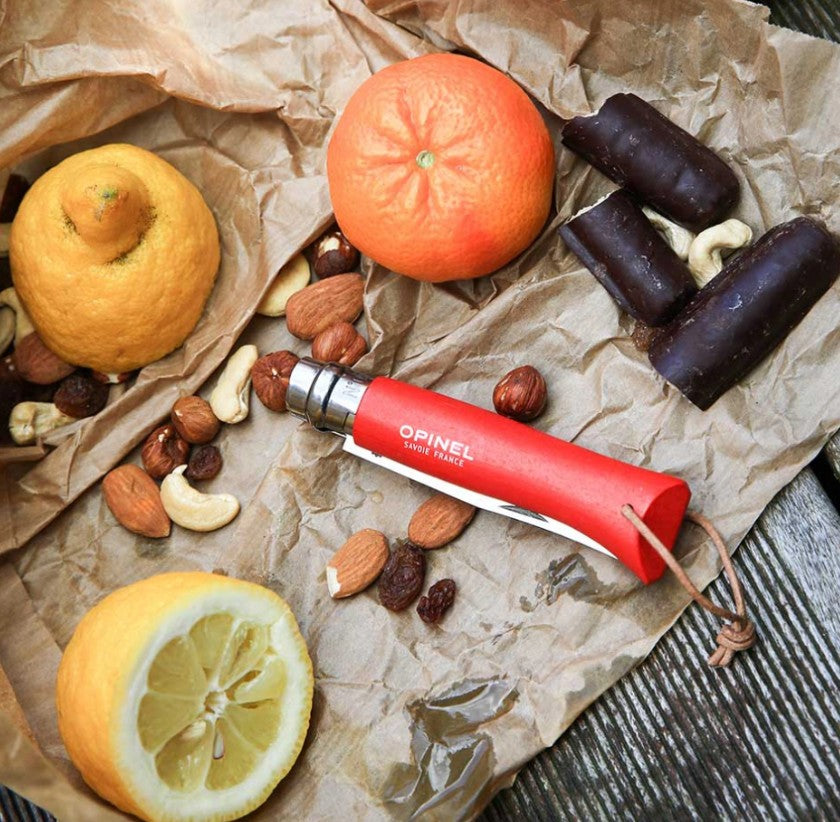 Zakmes N°08, Opinel, Tradition Colorama, RVS/Beukenhout, koord-Rood