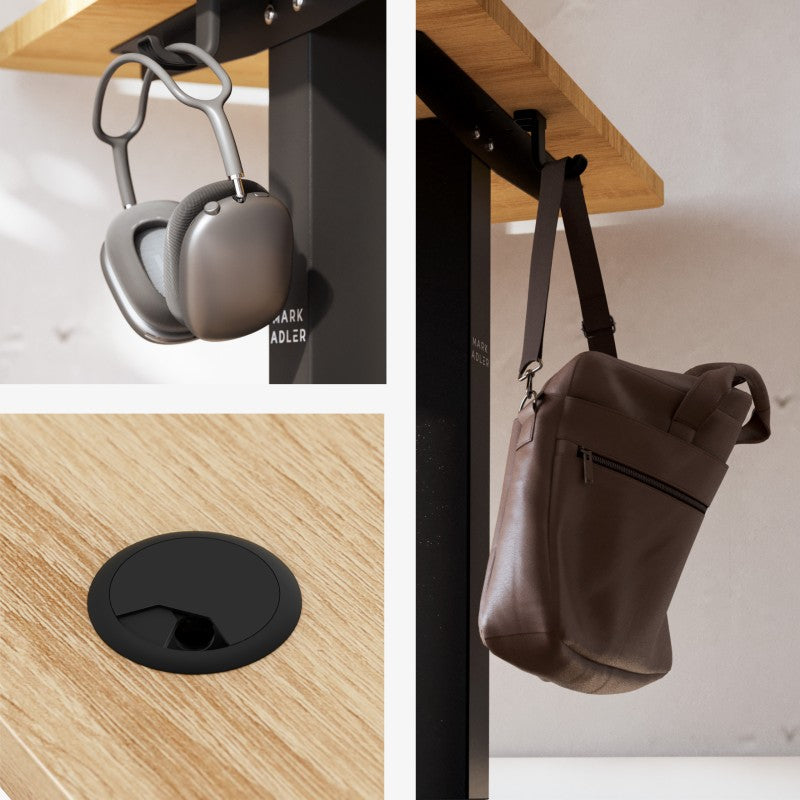 Mark Adler-Bureau-Leader 7.3-140x70 cm-Elektrisch verstelbaar-Zwart/hout (levertijd op aanvraag)