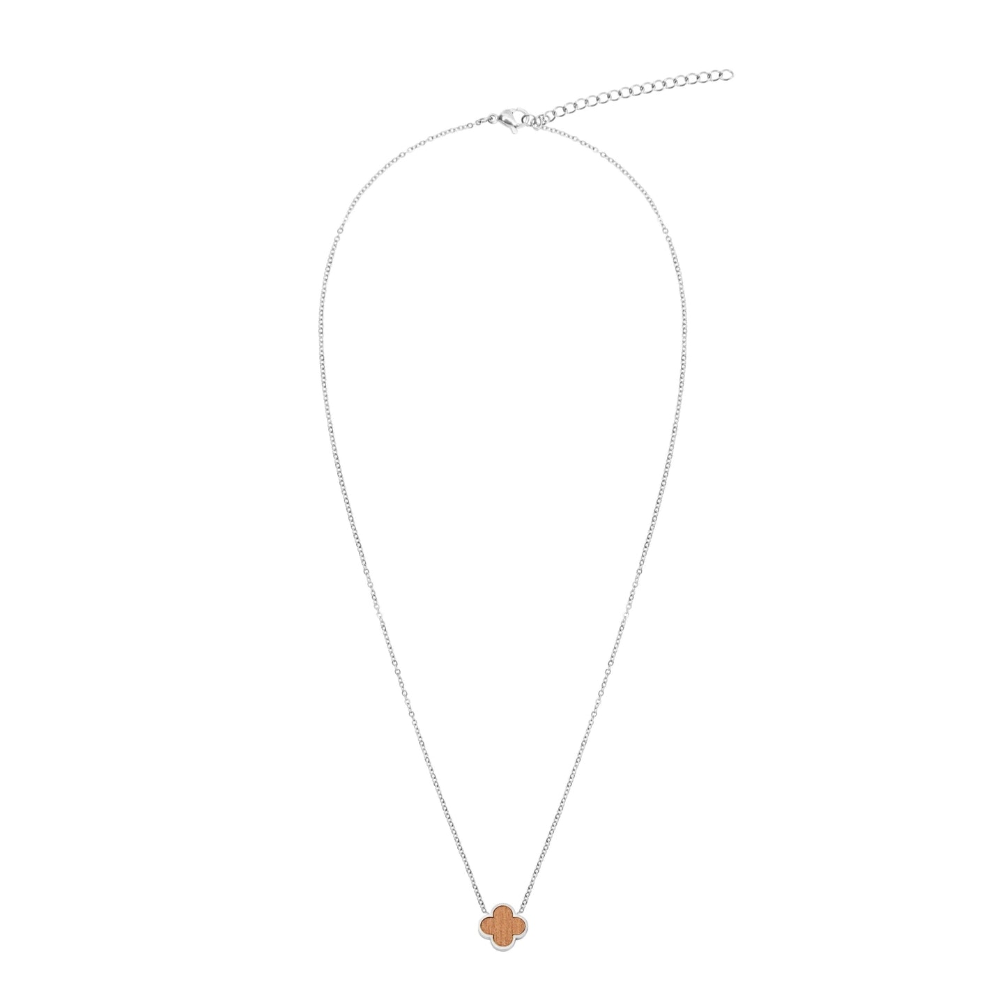 Crystals by HCA-Halsketting-Piece of Life-Roestvrijstaal-Klaverblad