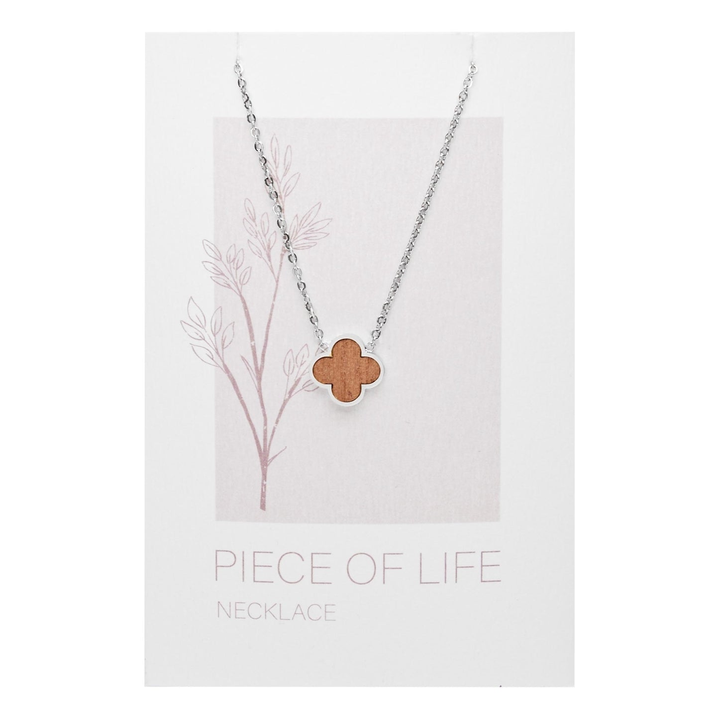 Crystals by HCA-Halsketting-Piece of Life-Roestvrijstaal-Klaverblad