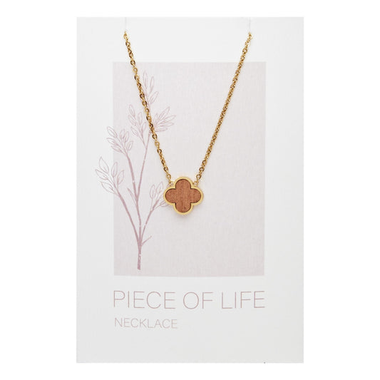 Crystals by HCA-Halsketting-Piece of Life-Verguld-Klaverblad