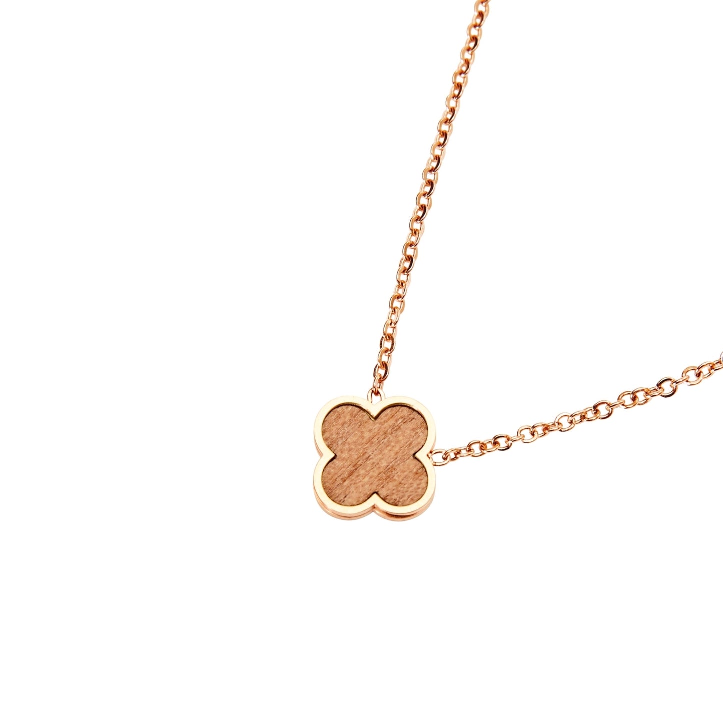 Crystals by HCA-Halsketting-Piece of Life-Roze-Verguld-Klaverblad