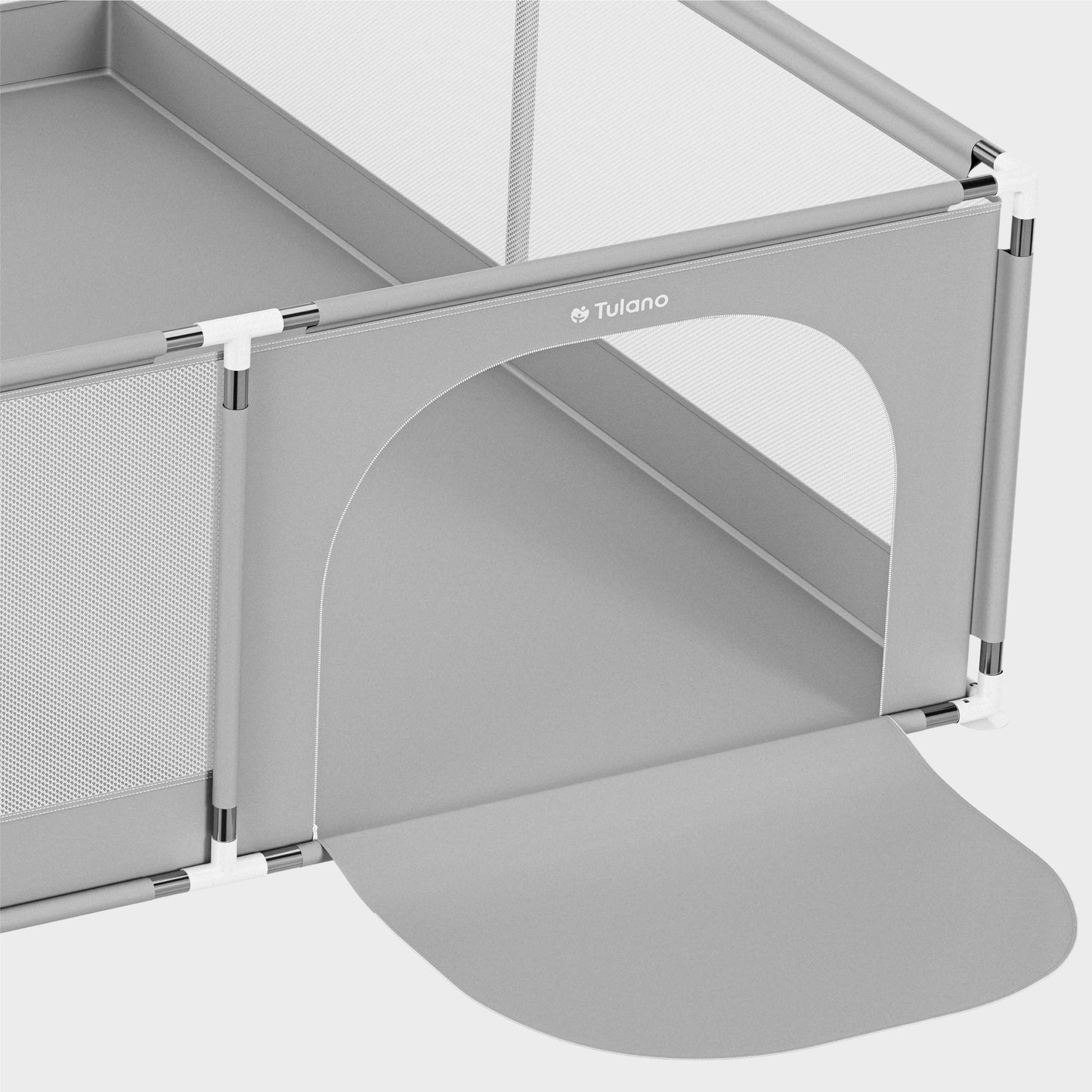 Tulano - Cozy 28 - babybox - kinderbox – 180x200 cm – voor binnen en buiten – grijs/wit – ademend gaas – EN71-gecertificeerd – 6 tot 36 maanden