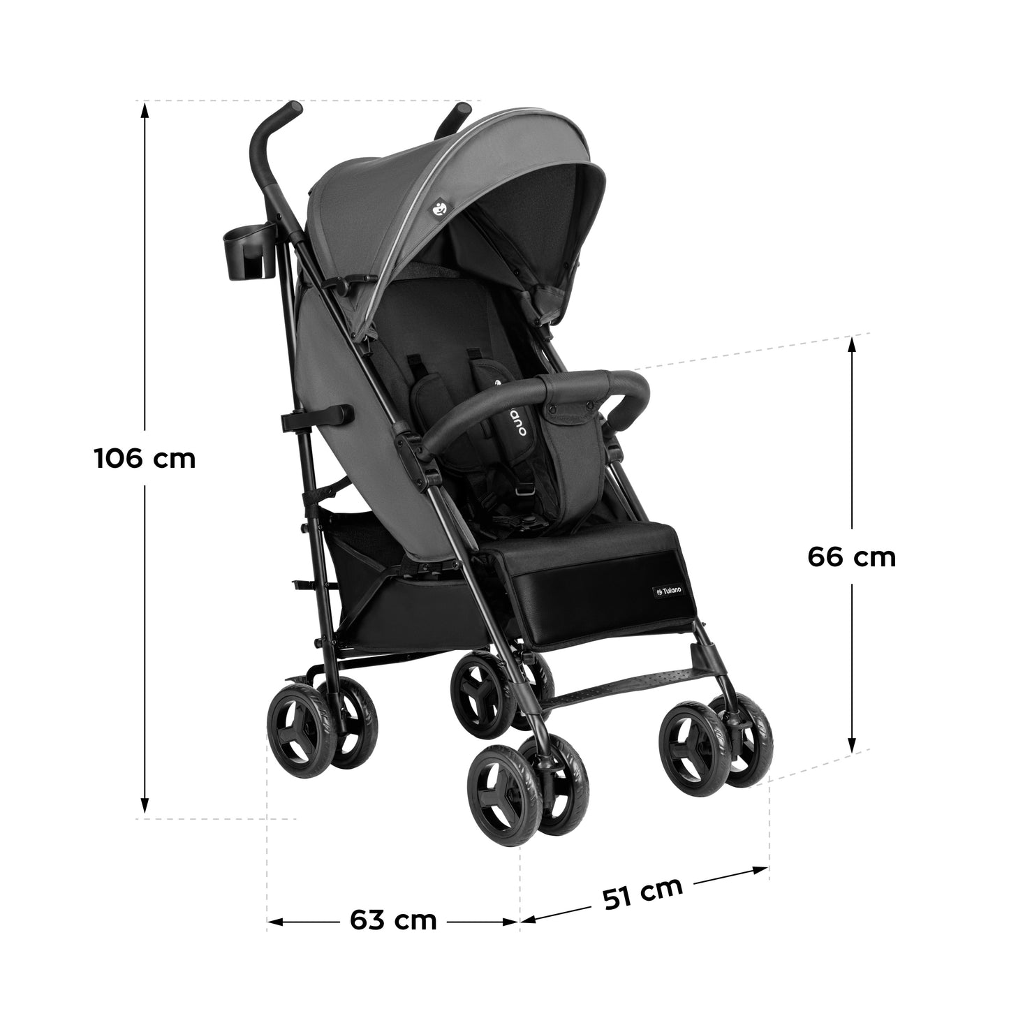 Tulano-Buggy-Davos 35-Vanaf 6 maanden-Tot 22 kg-Grijs/zwart